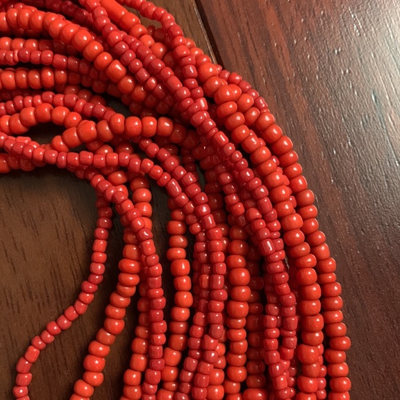 Coral color multiple beaded string necklace - Picture 3 of 6